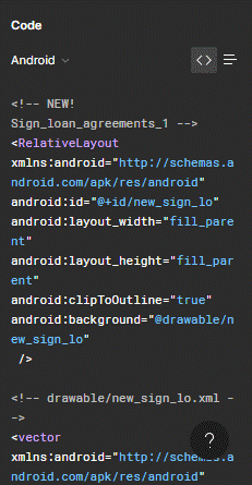 Custom sign-in agreement banner XML code for a seamless integration of Figma designs into Flutter, showcasing the process of exporting assets for a sleek app development workflow.